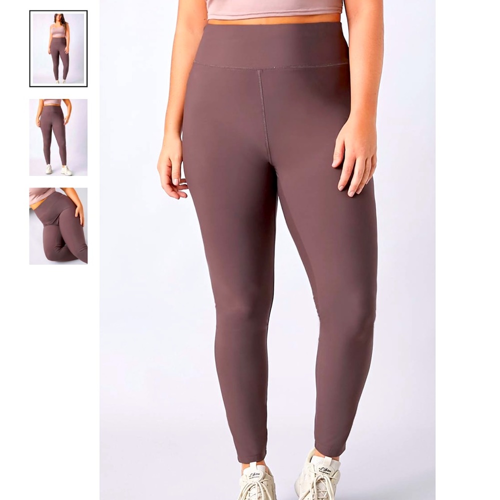 PLUS SIZE SOLID COFFE WIDEBAND WAIST LEGGINS